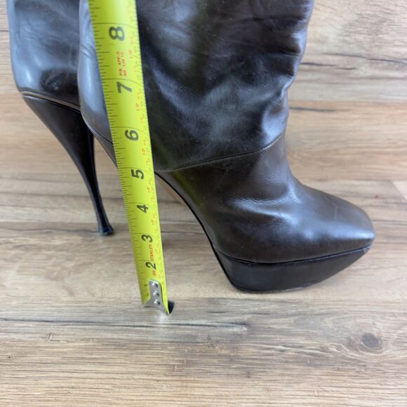 Marni Size 7 38 Brown Platform Square Toe Booties Stiletto Heels - Picture 3 of 9